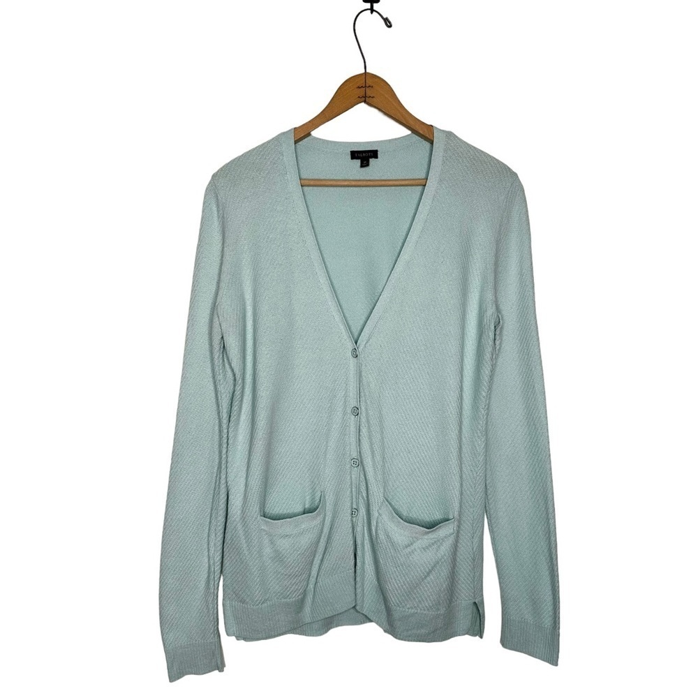 Talbots | Blue V-neck Button Down Cashmere Blend Cardigan Sweater